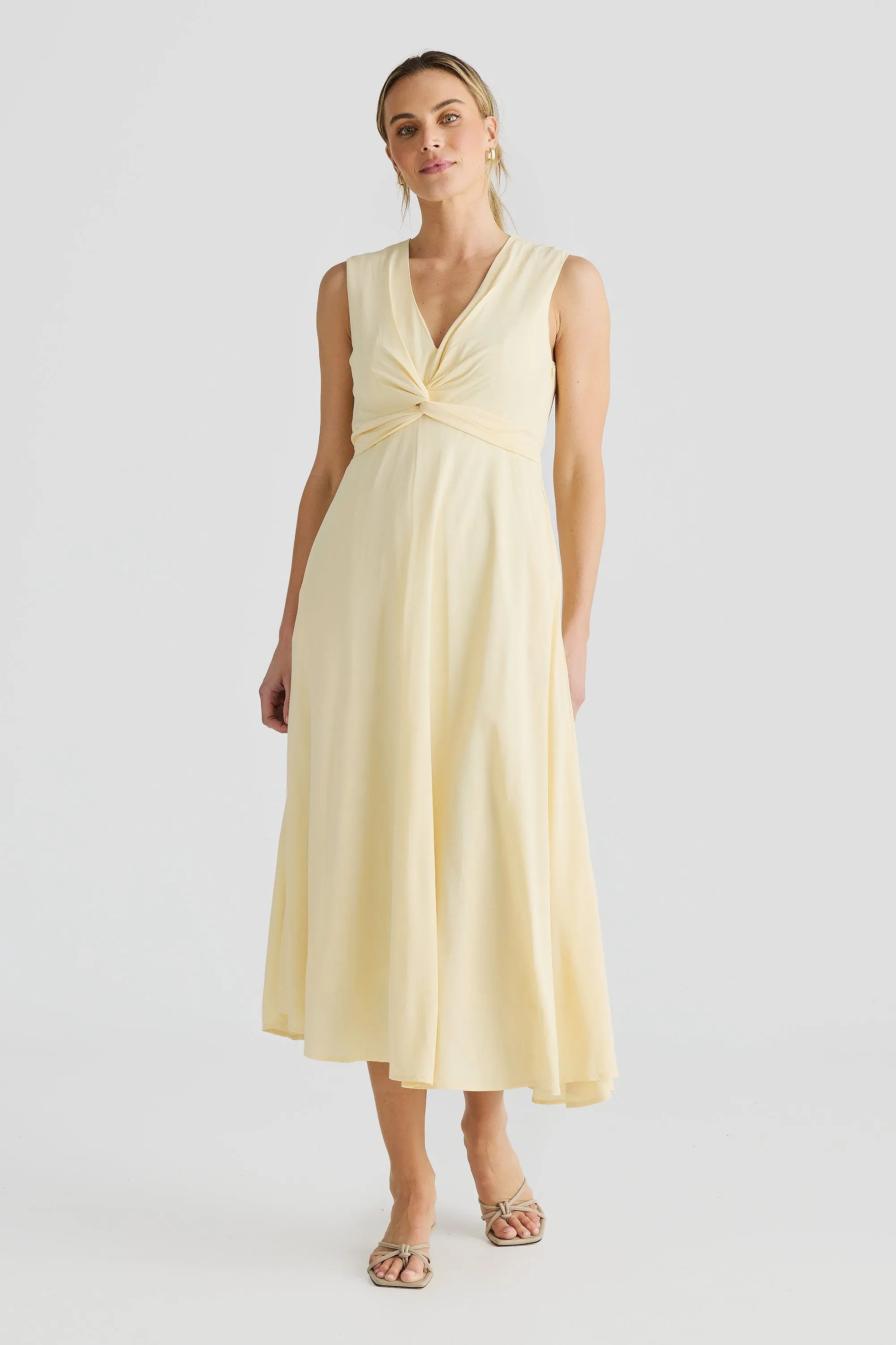 Knot Midi Dress - Lemon