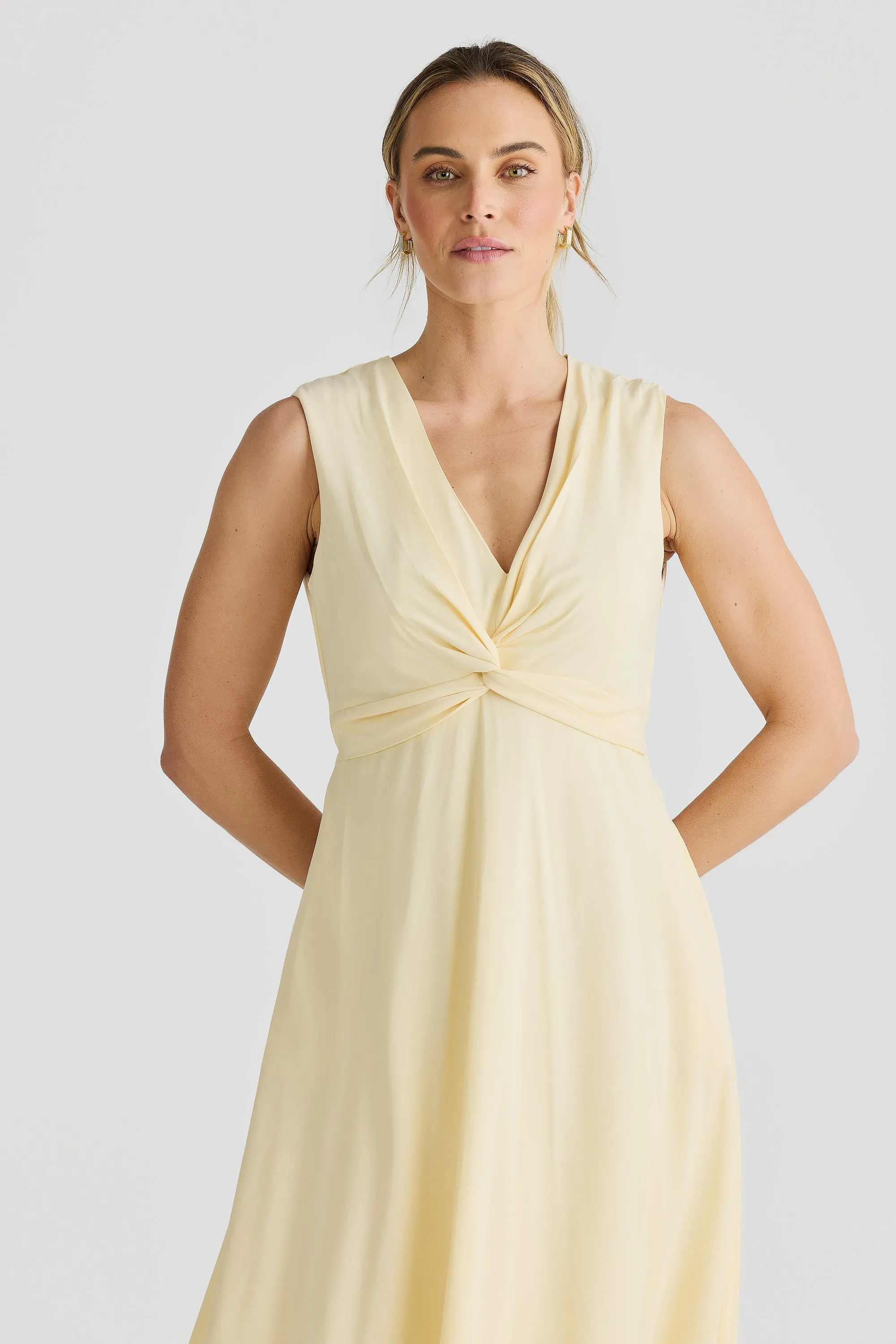 Knot Midi Dress - Lemon