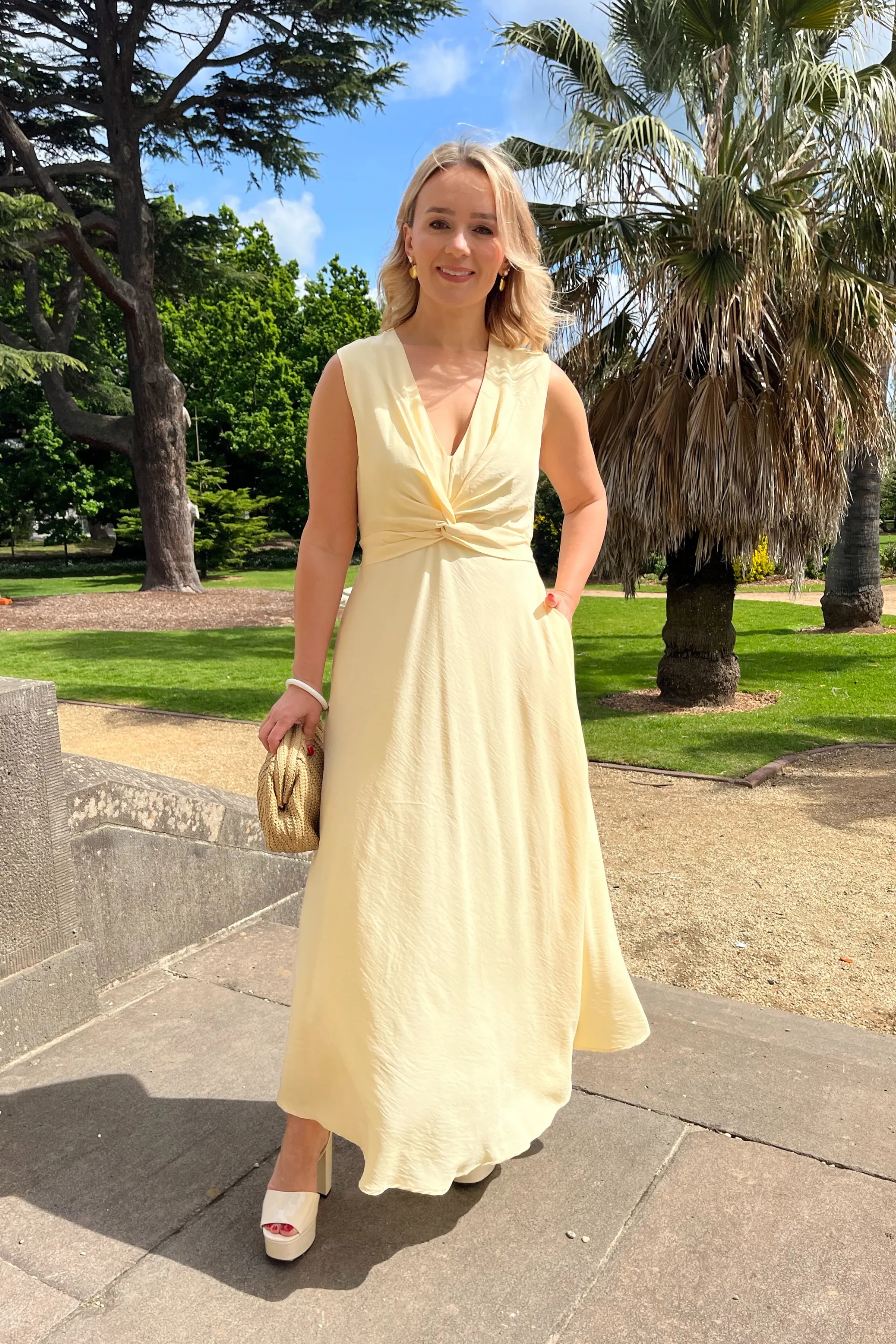 Knot Midi Dress - Lemon