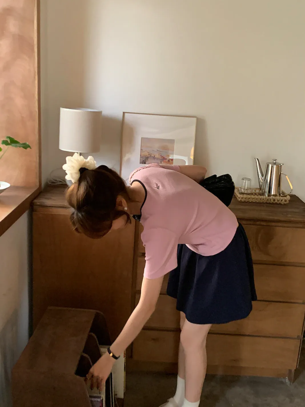 [Korean Style] Casual Cinched Waist Pleated Short Skirt