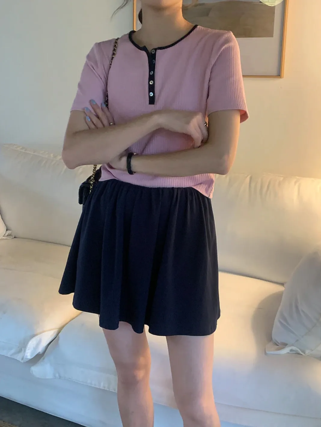 [Korean Style] Casual Cinched Waist Pleated Short Skirt