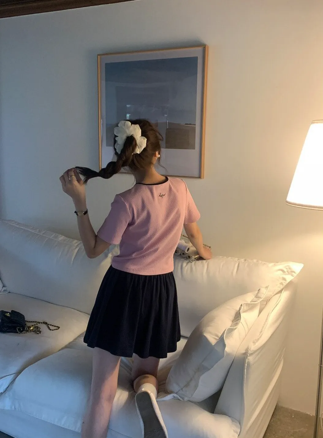 [Korean Style] Casual Cinched Waist Pleated Short Skirt