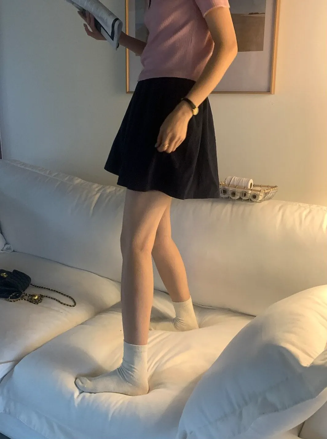 [Korean Style] Casual Cinched Waist Pleated Short Skirt