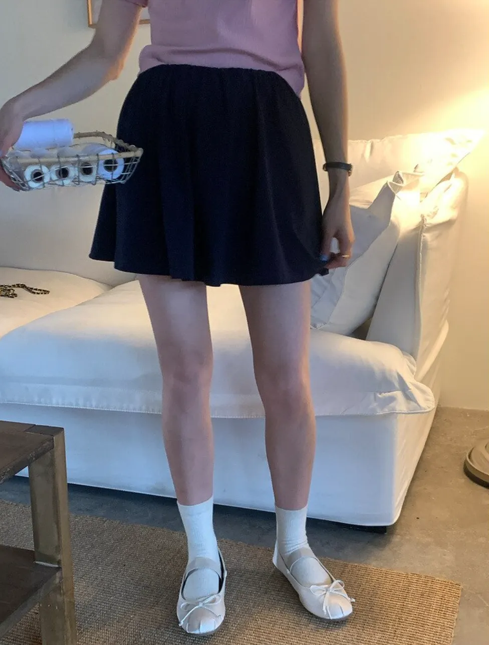 [Korean Style] Casual Cinched Waist Pleated Short Skirt