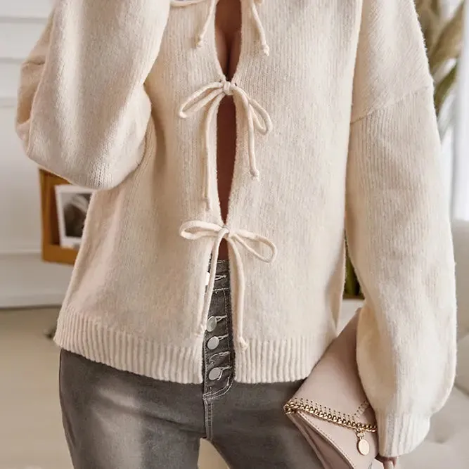 Lace Up Bow Cardigan