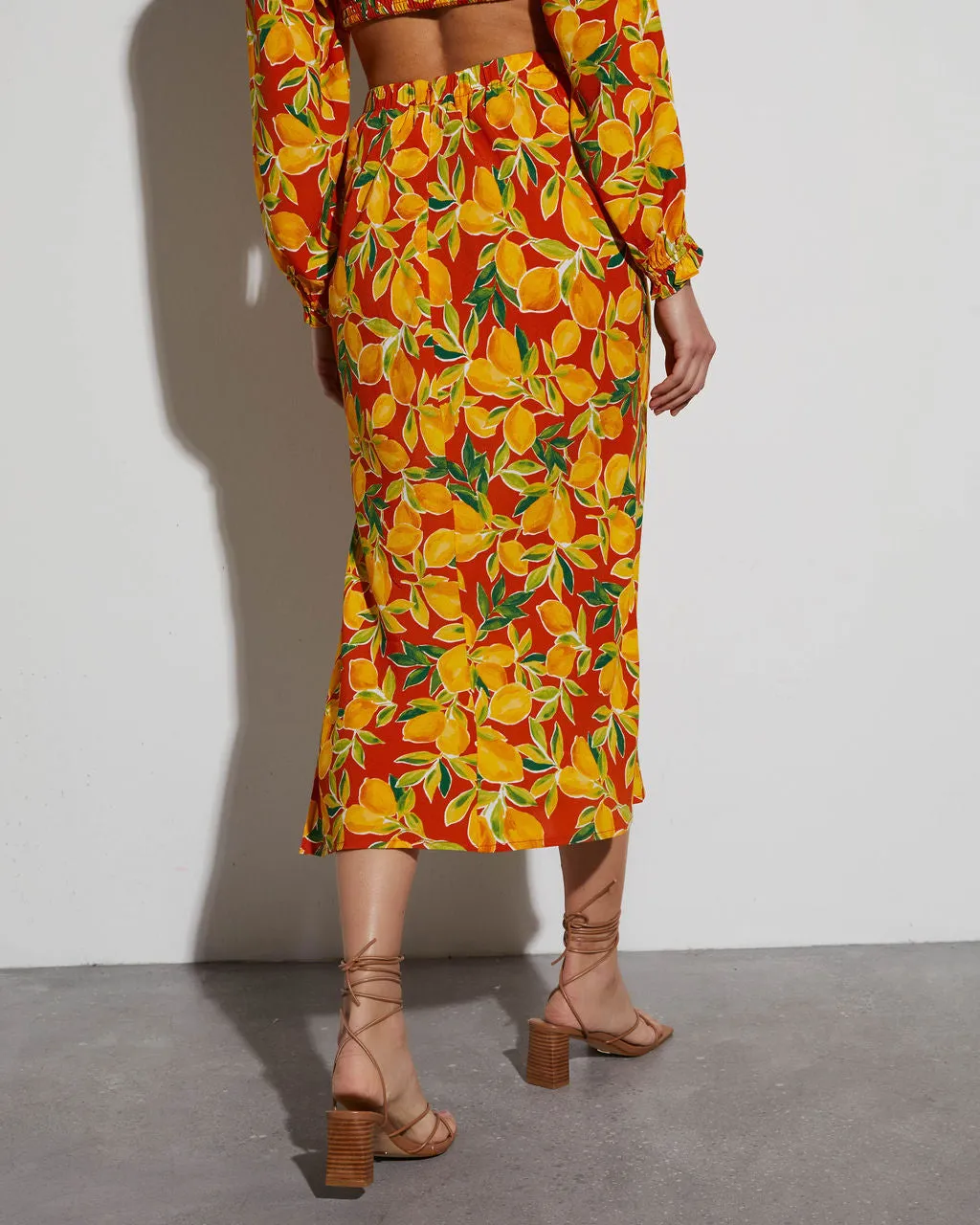 Lemon Spritz Tropical Midi Skirt