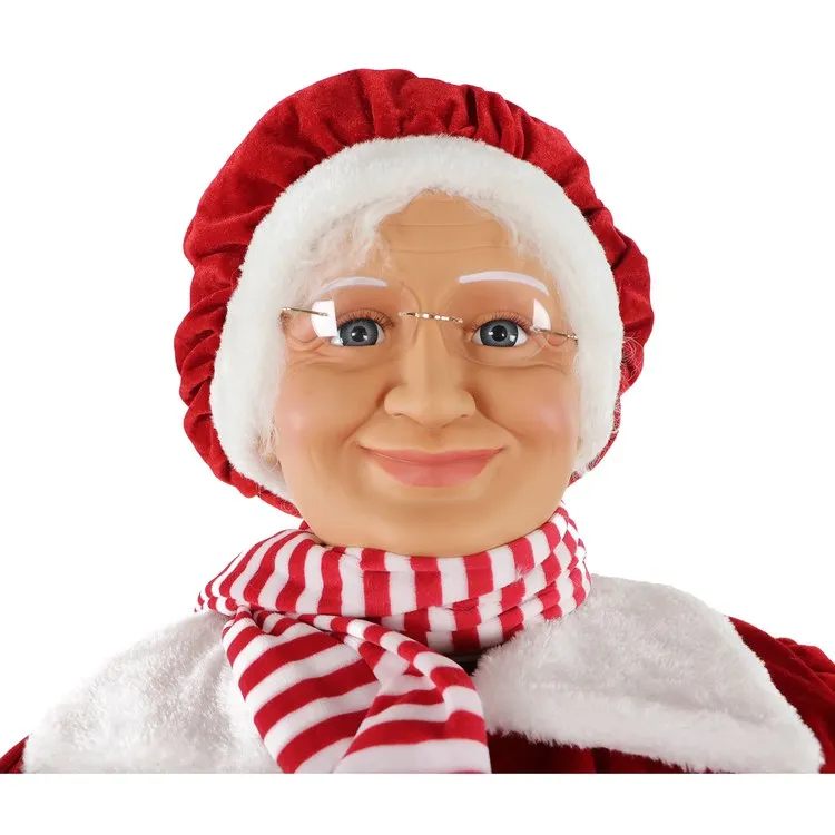 Life-Size 58" Dancing Mrs. Claus with Teddy Bear