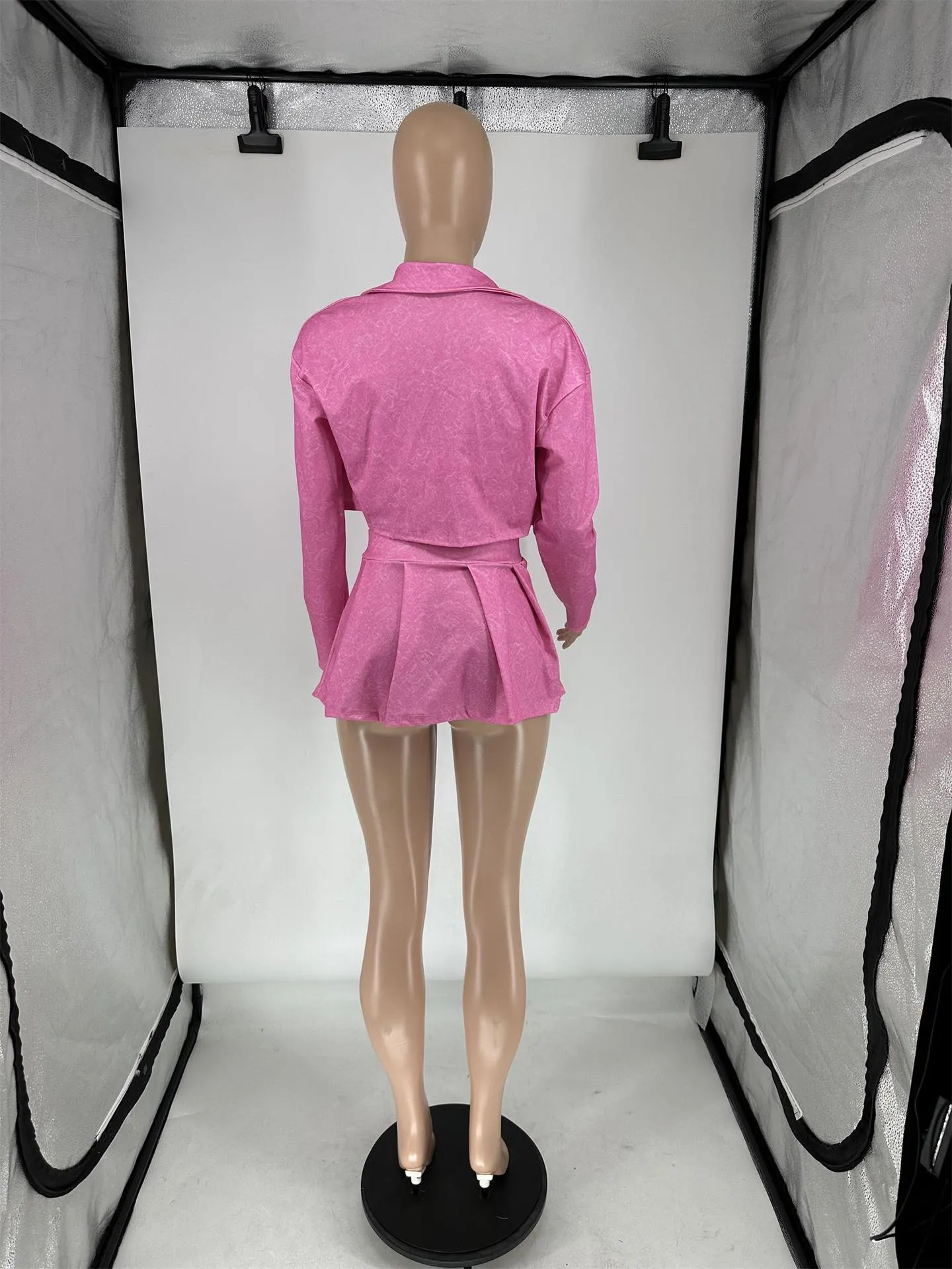MB FASHION PRINTED Cropped Jacket Bra Mini Skirt Set 1076LY