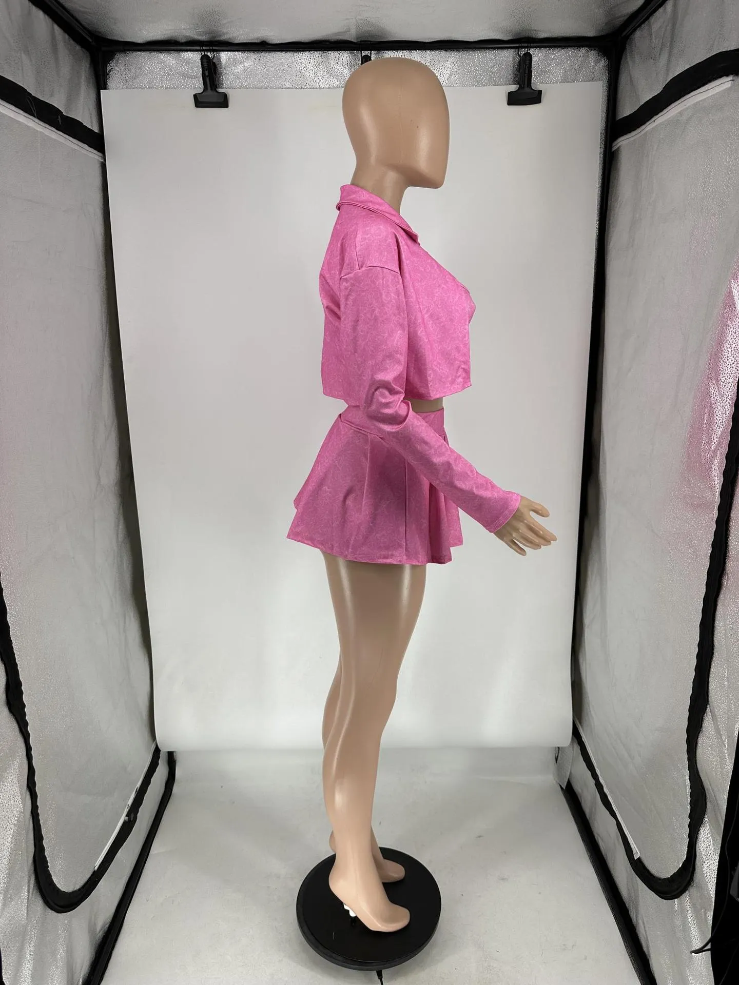 MB FASHION PRINTED Cropped Jacket Bra Mini Skirt Set 1076LY