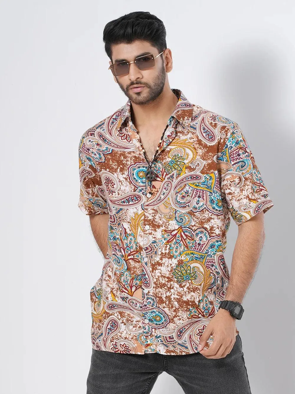 Men's Relax Short Sleeve in Paisley Shirt