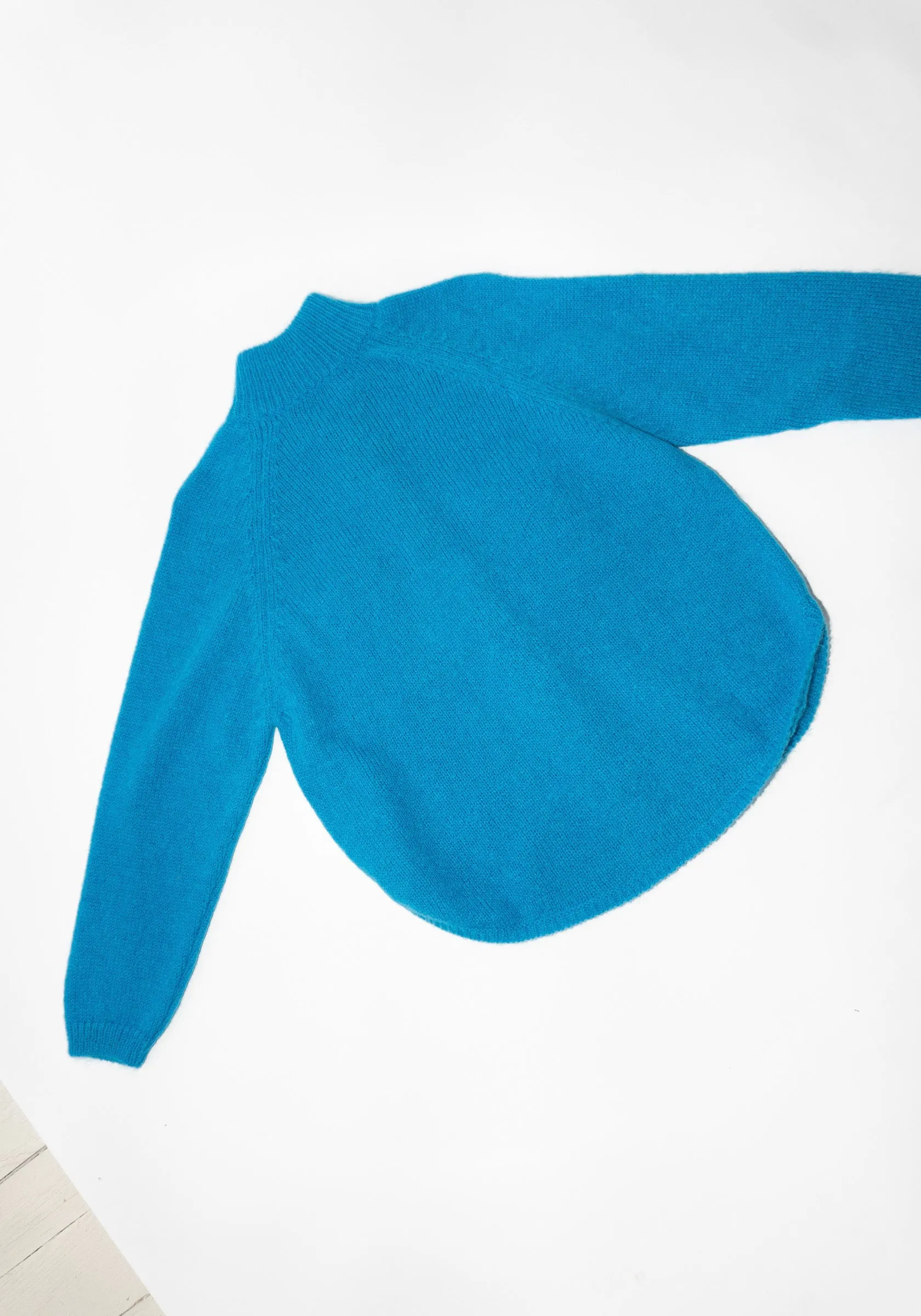 Mohair & Baby Alpaca Polo Jacket in Ceruleo