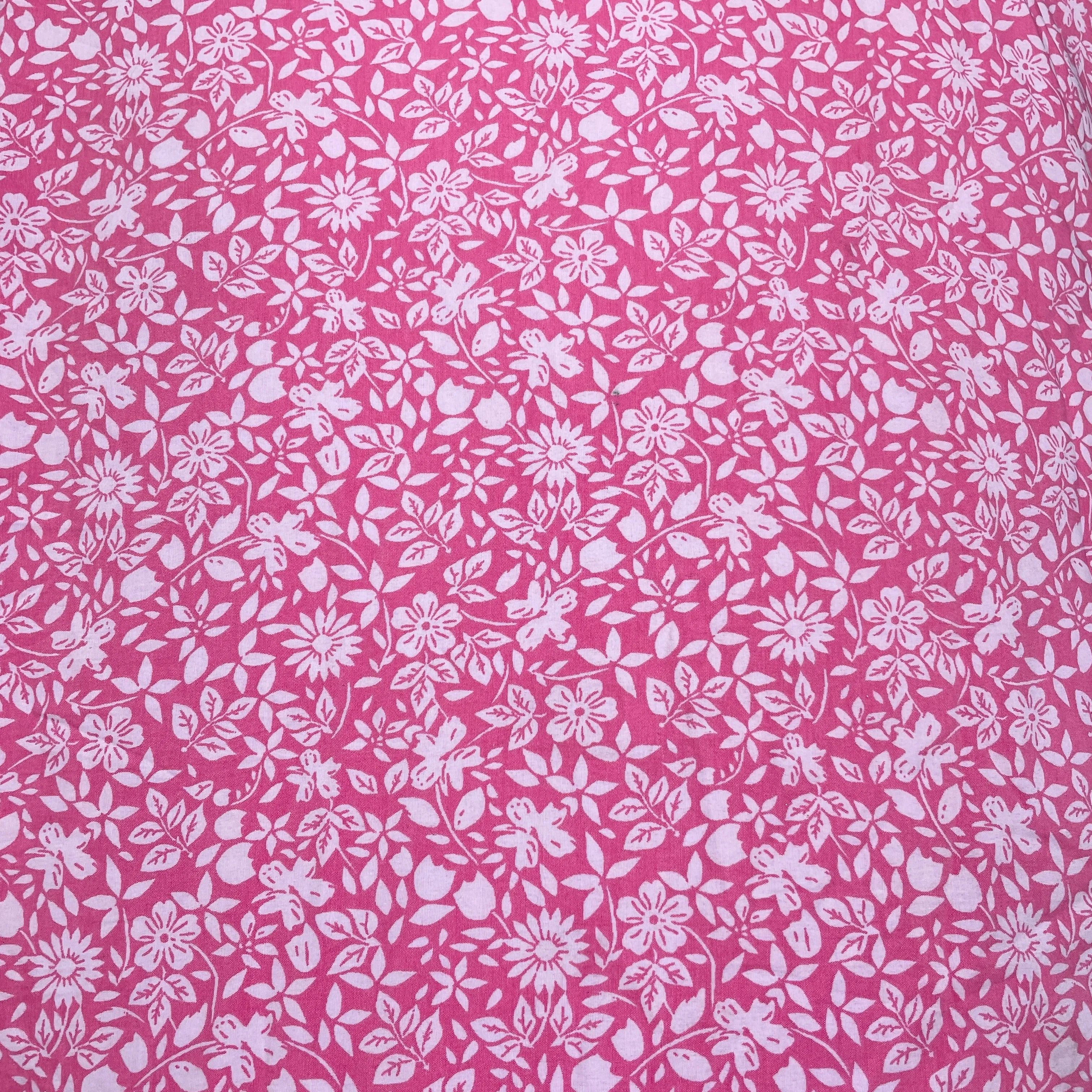 Pink With White Floral Print Crepe Fabric
