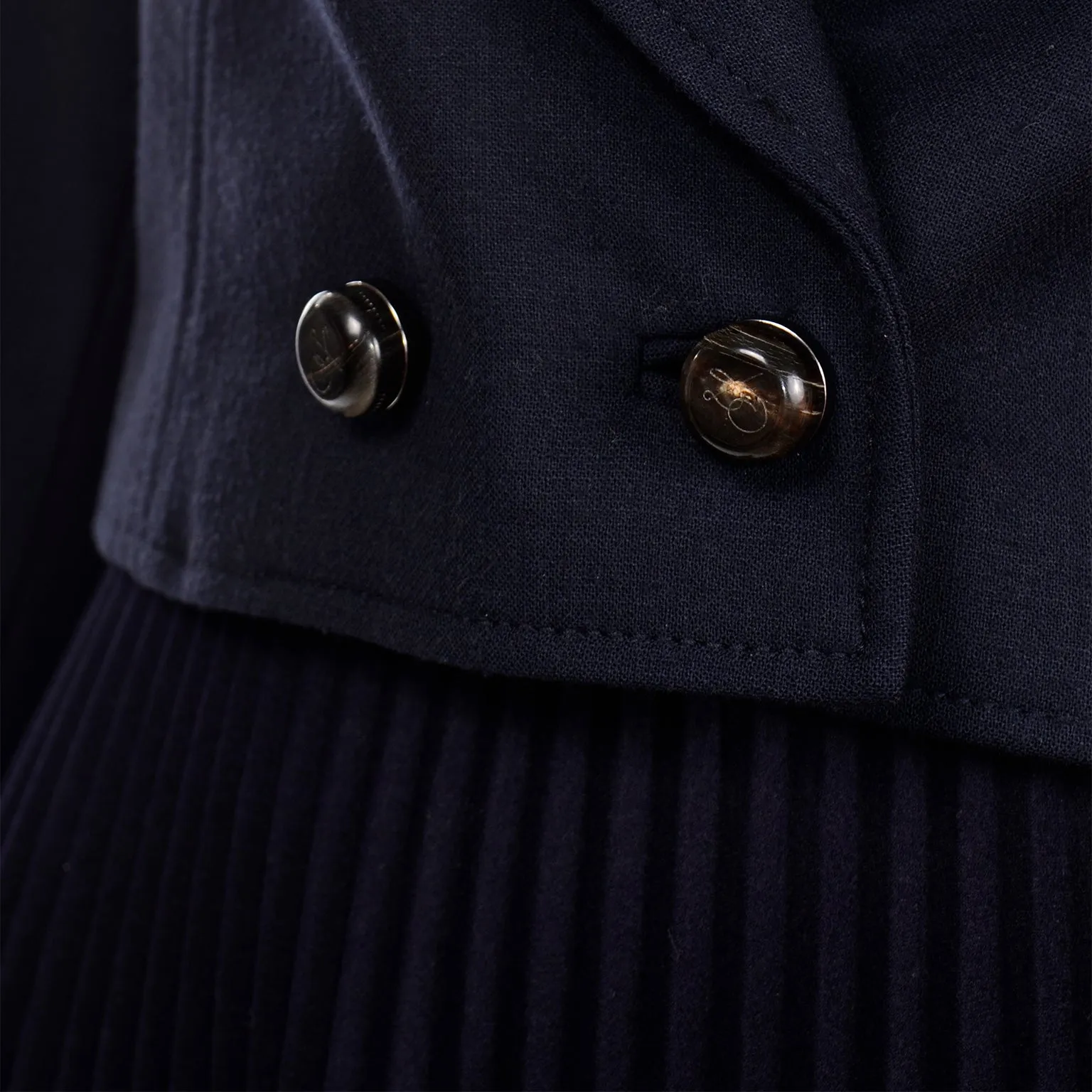 Proenza Schouler Navy Blue 2 Pc Pleated Skirt & Ribbed Jacket Suit