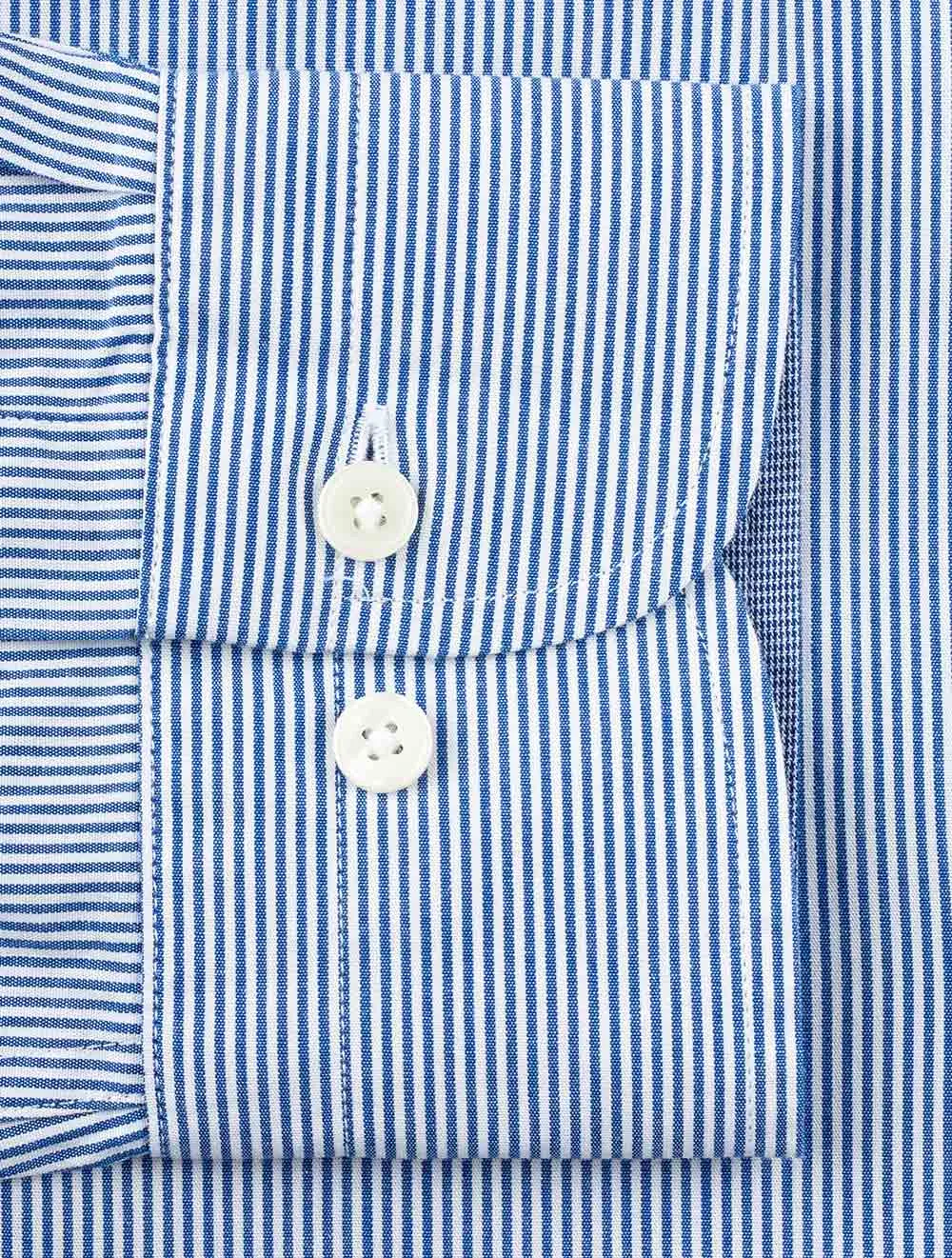 Regular Fit Banker Stripe Broadcloth Shirt College Blue