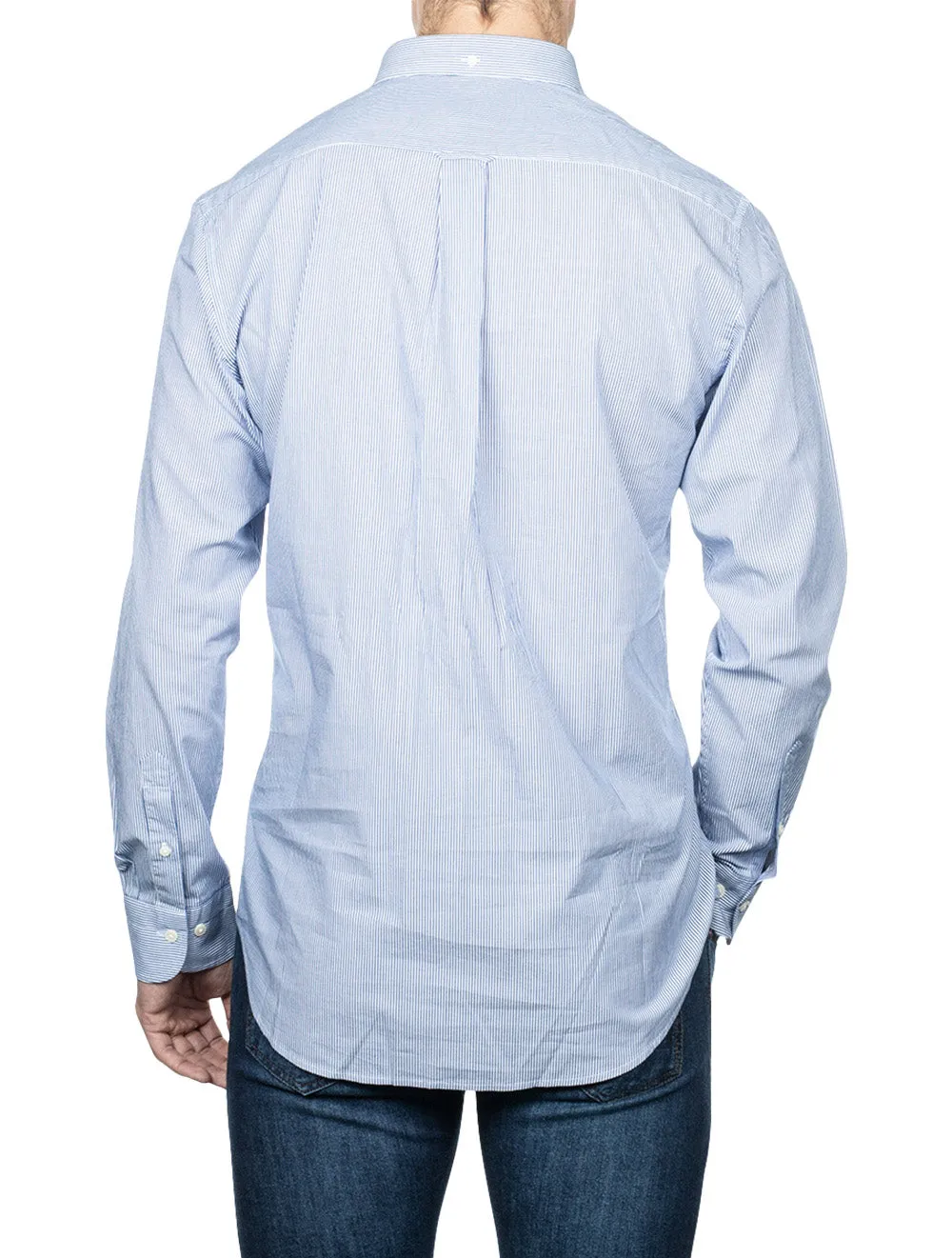 Regular Fit Banker Stripe Broadcloth Shirt College Blue