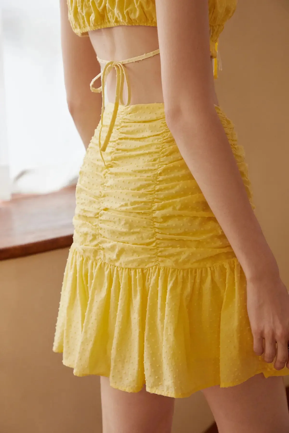 Ruched Ruffle Hem A Line Skirt