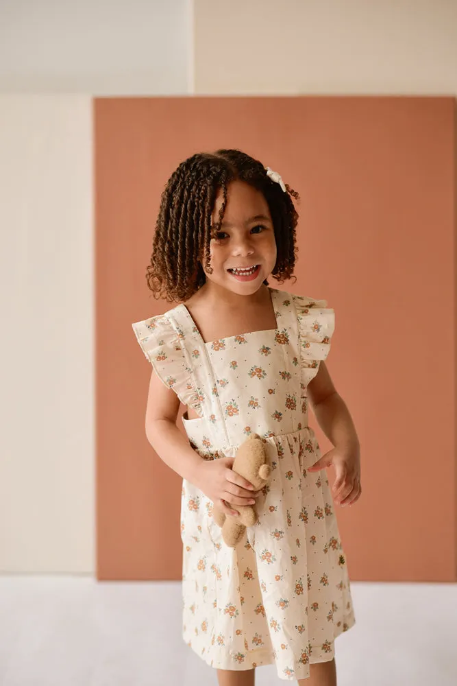 Ruffled Pinafore Dress - Gingham Peach