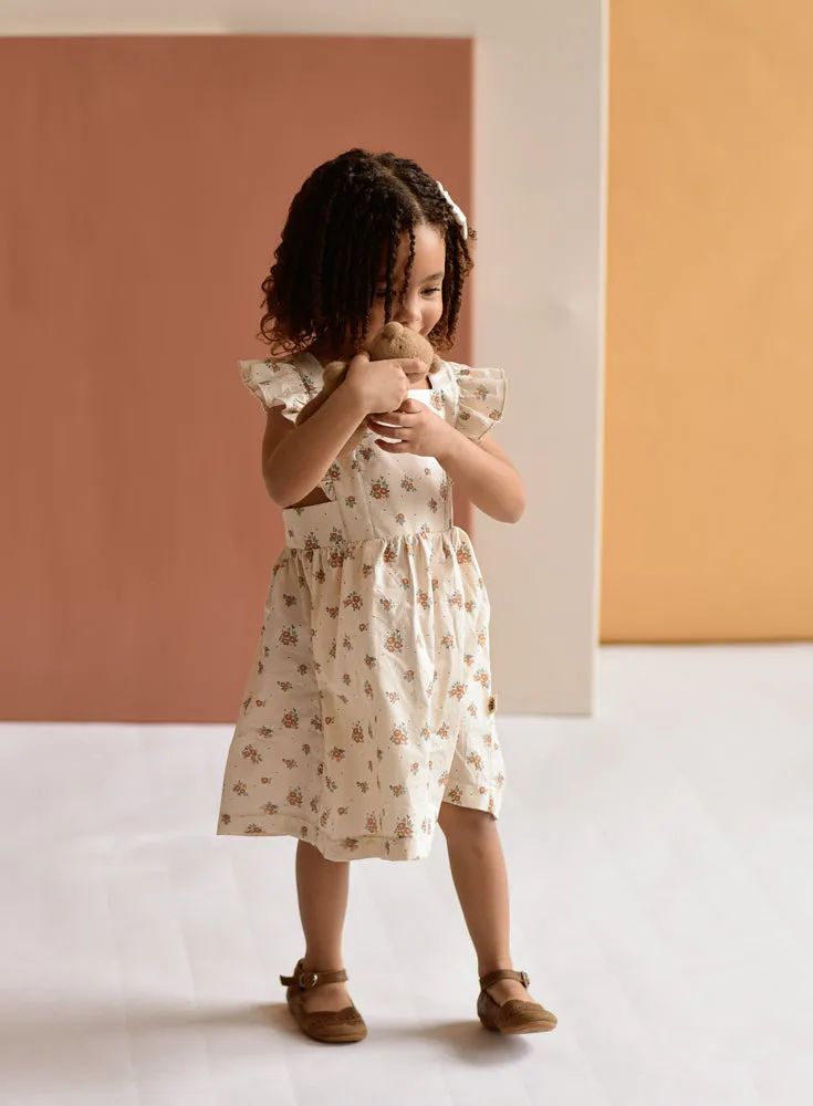 Ruffled Pinafore Dress - Gingham Peach