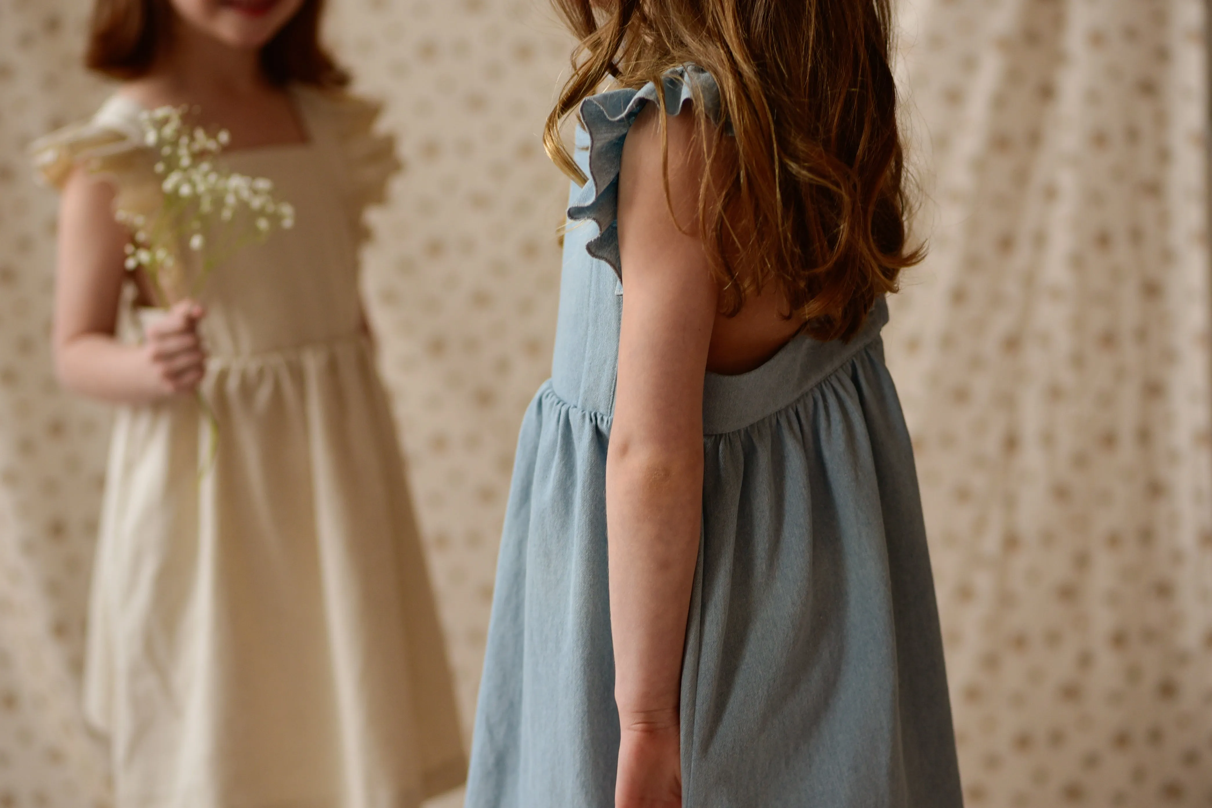 Ruffled Pinafore Dress - Gingham Peach