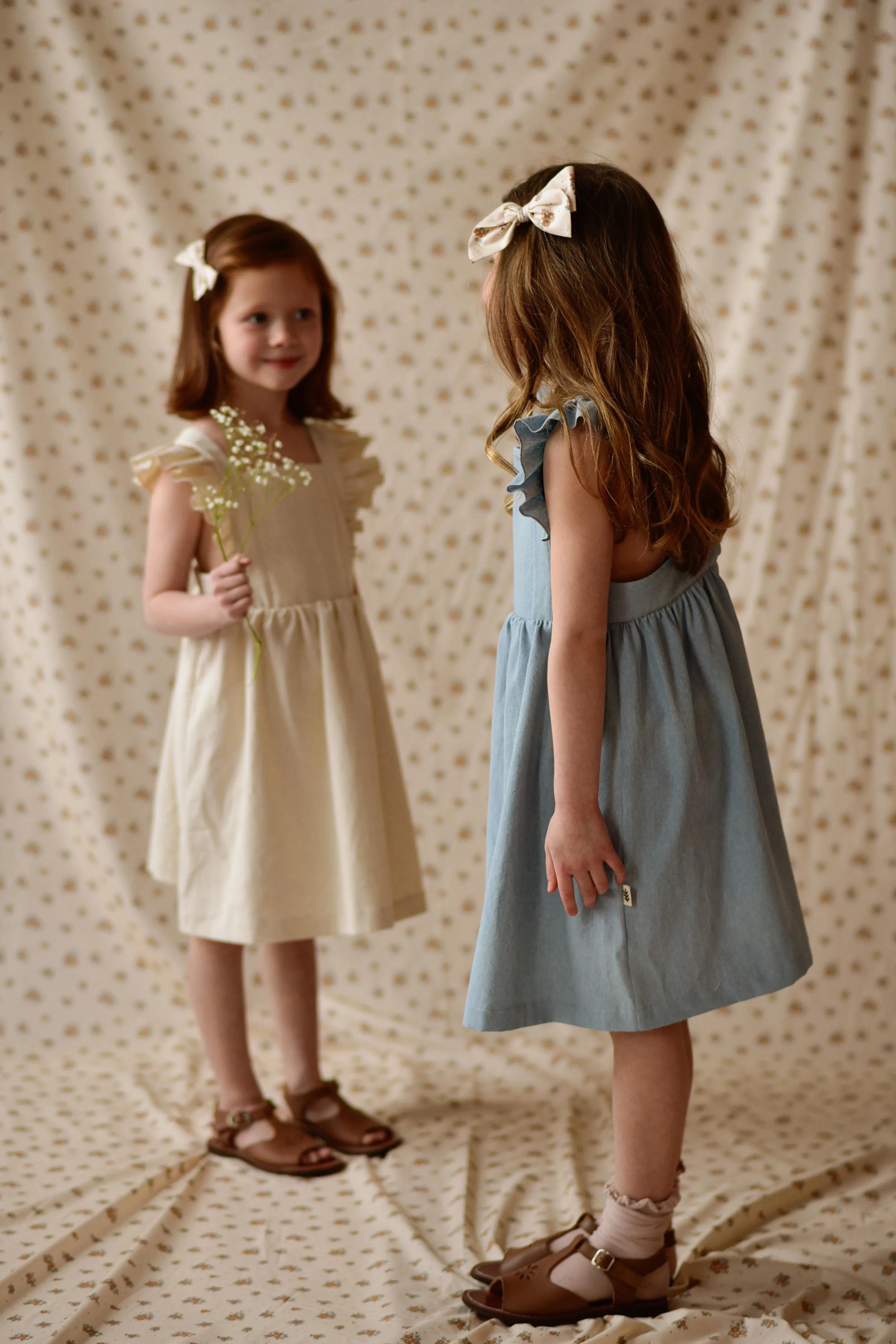 Ruffled Pinafore Dress - Gingham Peach