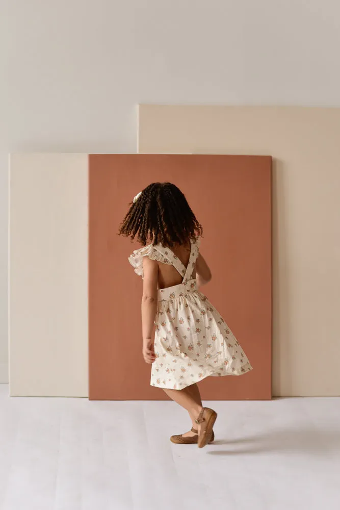 Ruffled Pinafore Dress - Gingham Peach