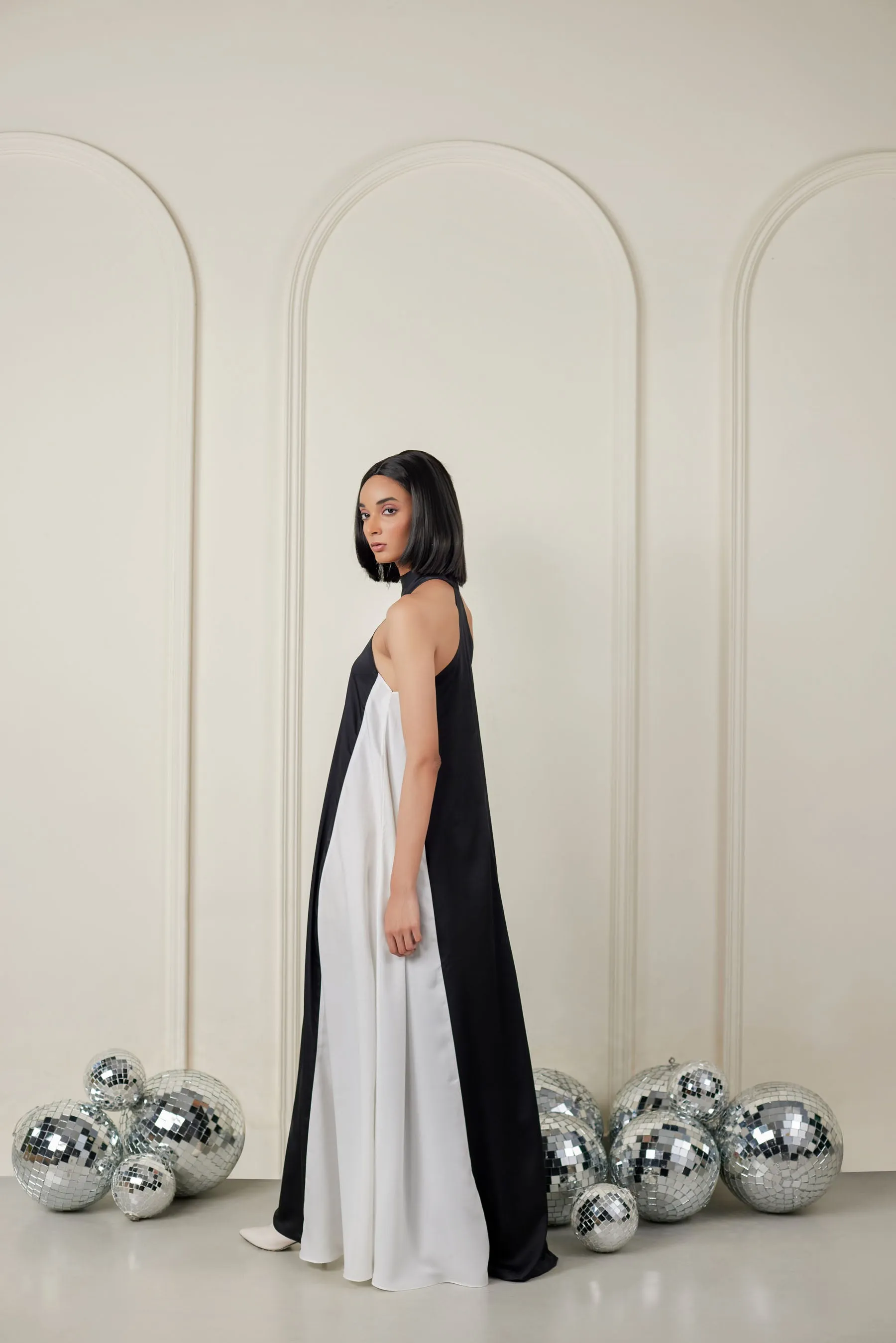 Satin Halter Neck Maxi Dress