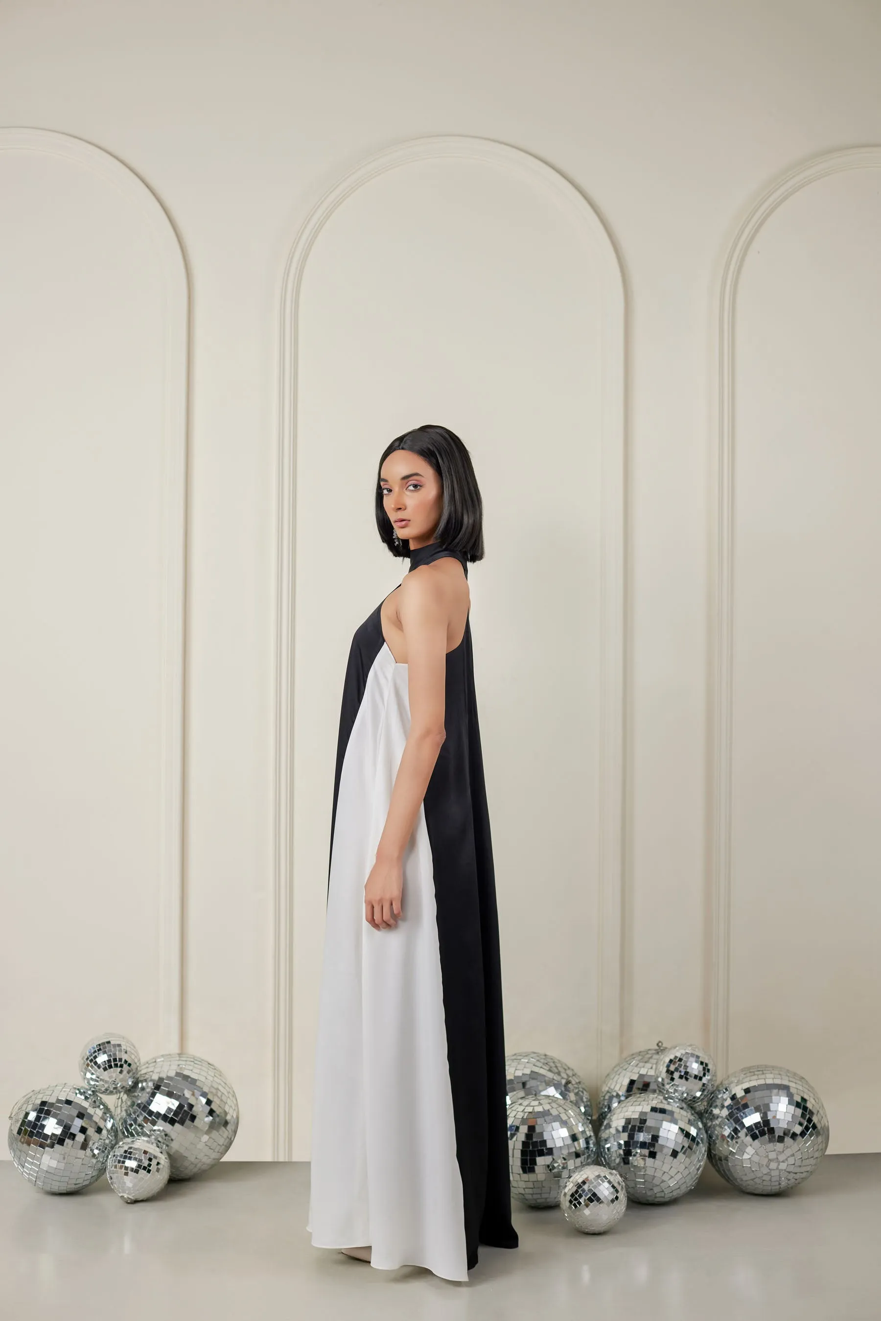 Satin Halter Neck Maxi Dress