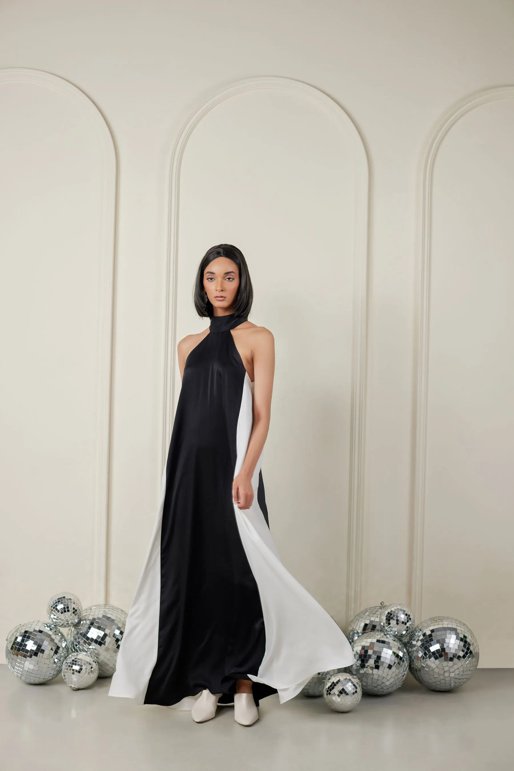 Satin Halter Neck Maxi Dress