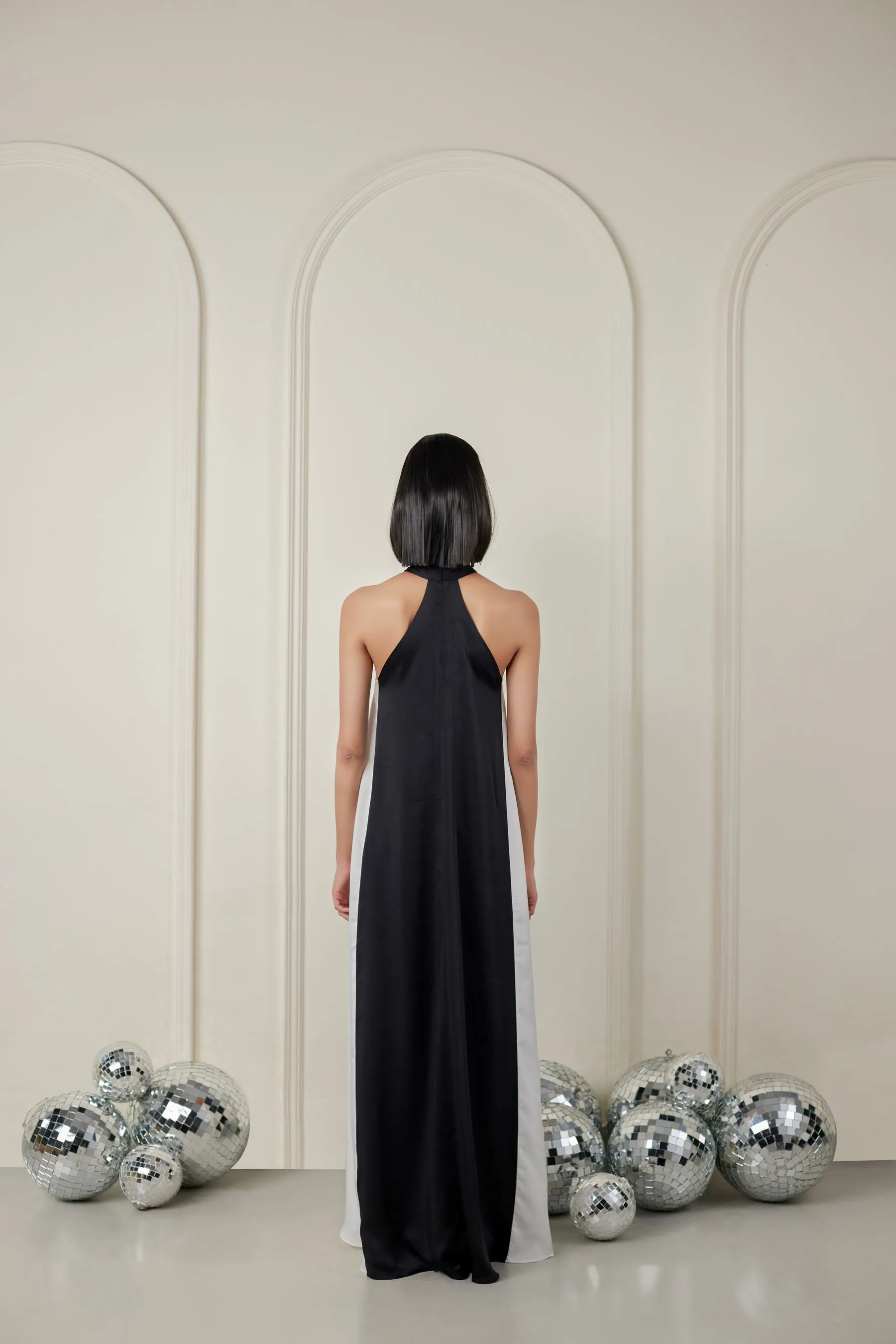 Satin Halter Neck Maxi Dress