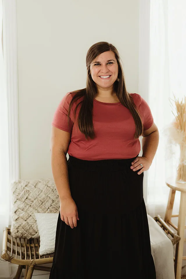 Satin Tiered Maxi Skirt