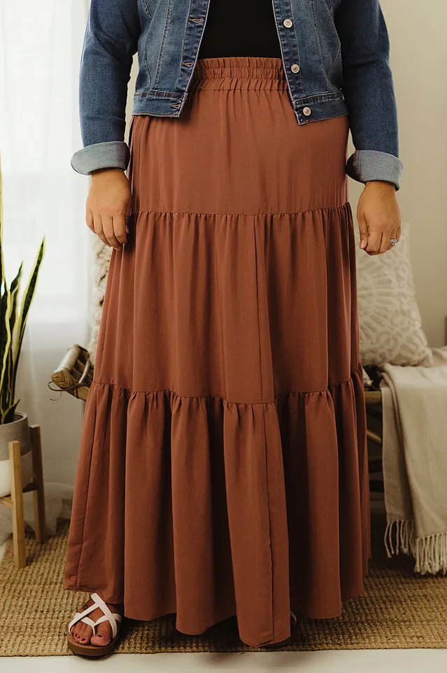Satin Tiered Maxi Skirt