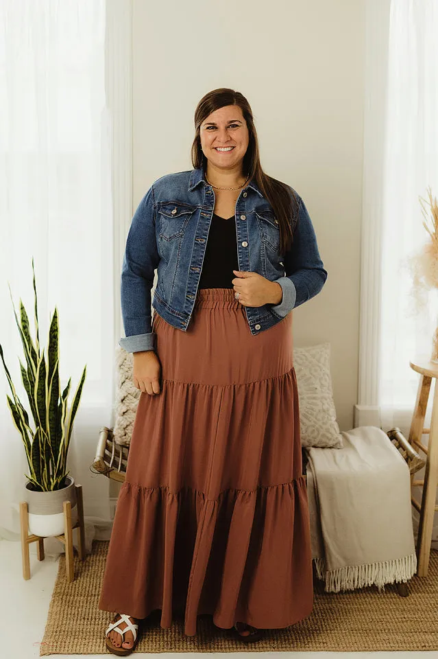 Satin Tiered Maxi Skirt