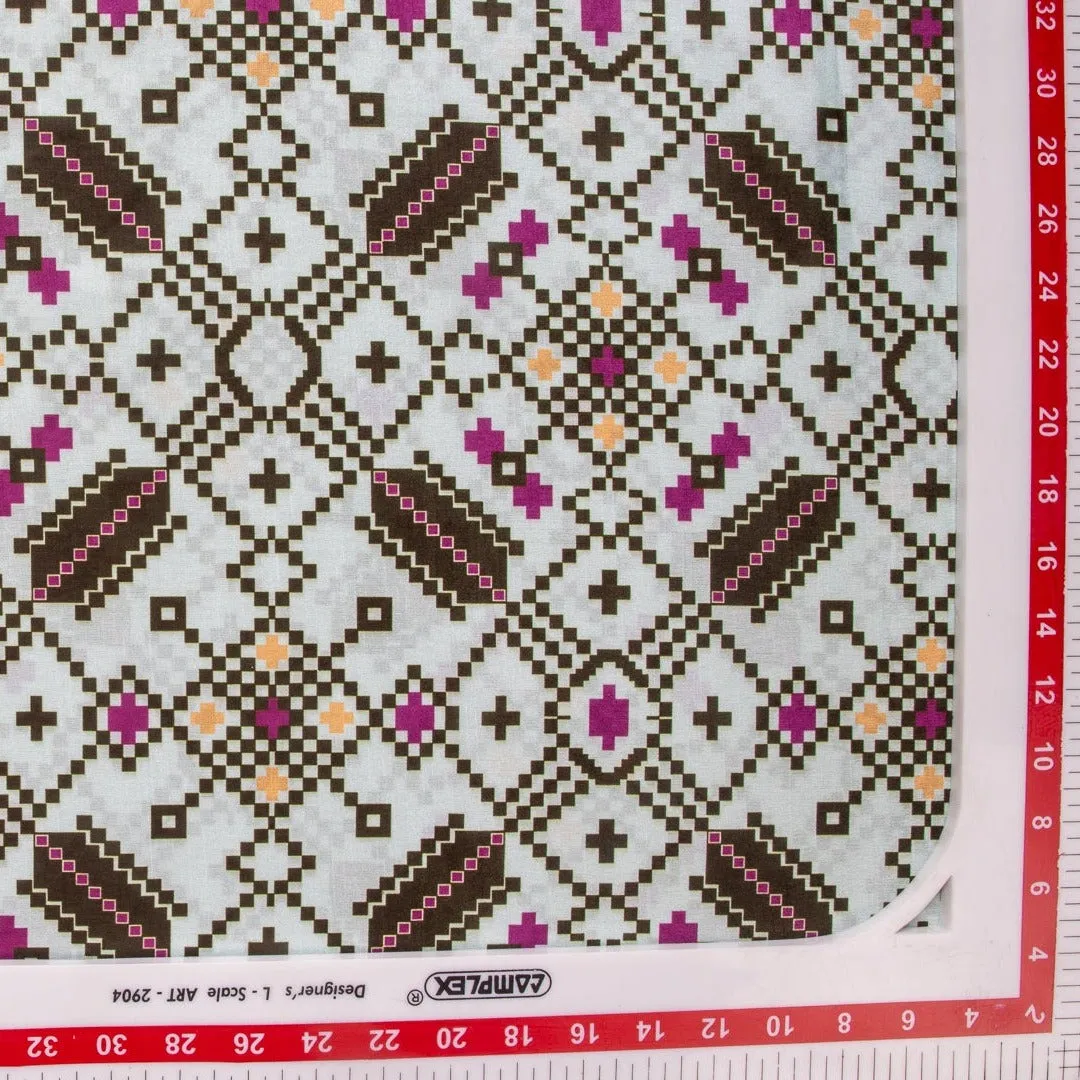 Sea Green Patola Traditional Print Crepe Fabric