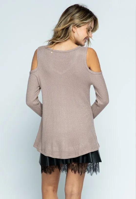 Sparkle Y Cold Shoulder Top