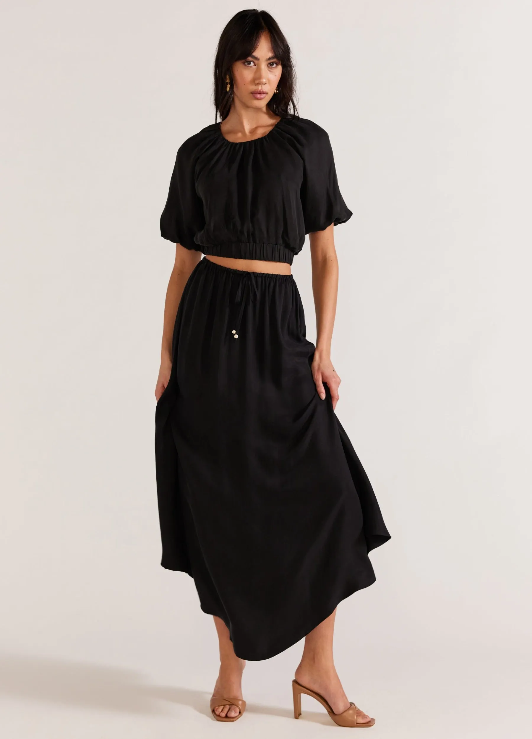 Staple the Label - Short Sleeve Nola Cupro Top - Black