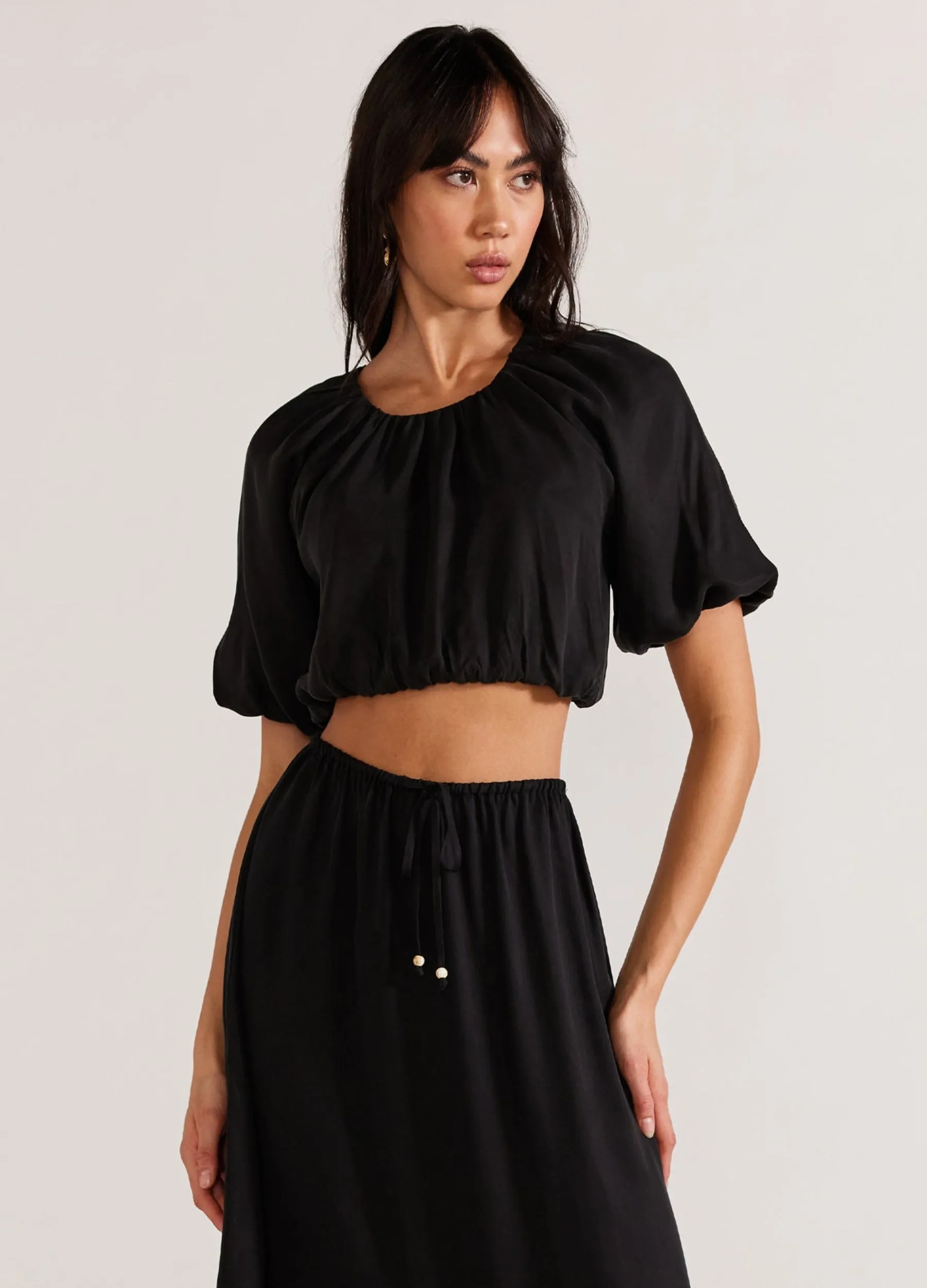 Staple the Label - Short Sleeve Nola Cupro Top - Black