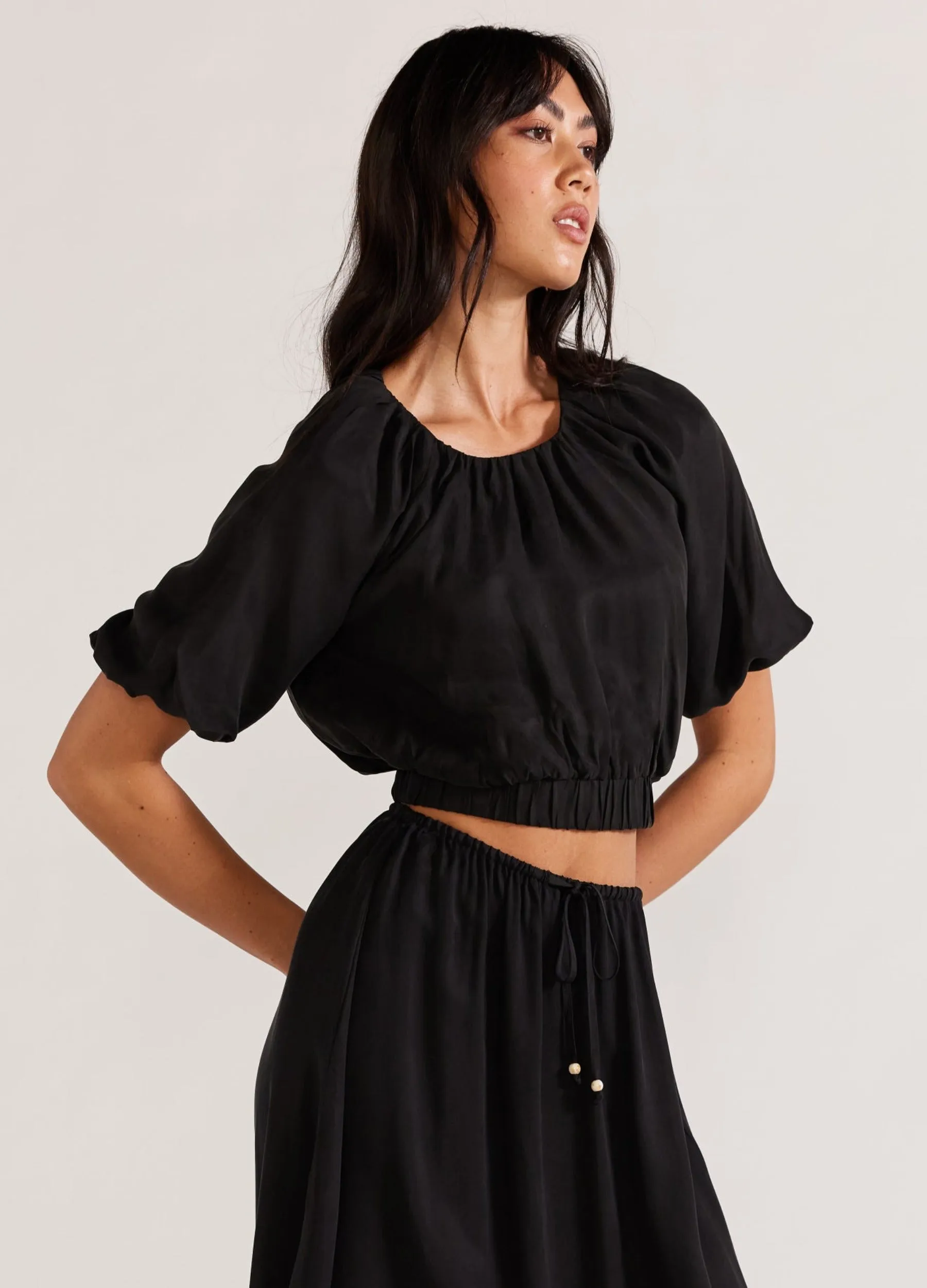 Staple the Label - Short Sleeve Nola Cupro Top - Black