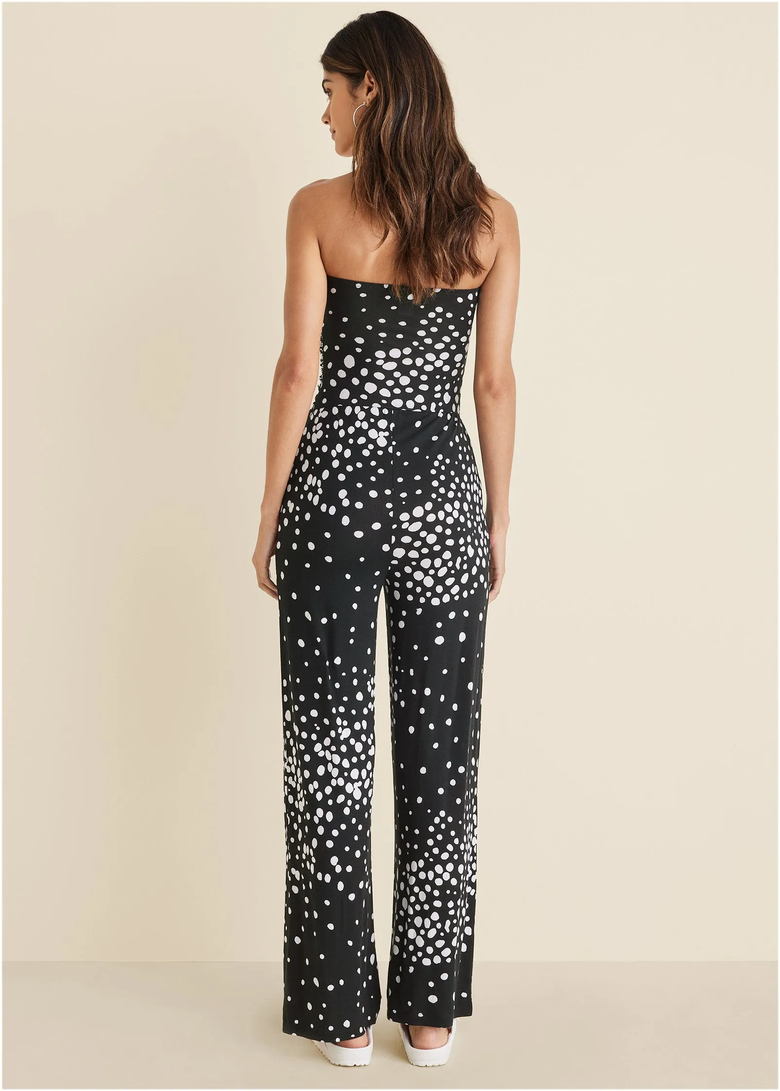 Strapless Printed Jumpsuit - Black & White