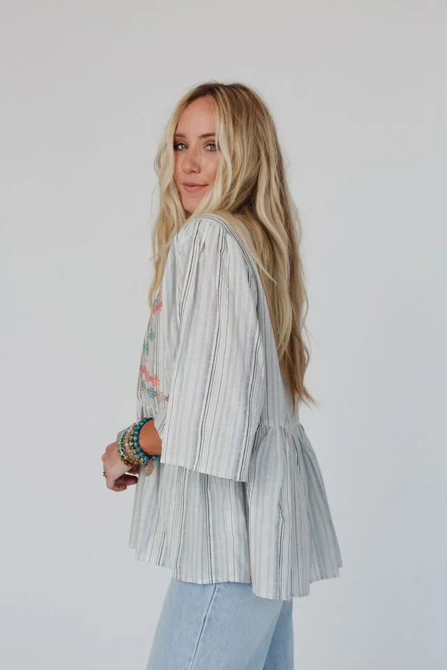 Sunny Shores Striped Top - Blue
