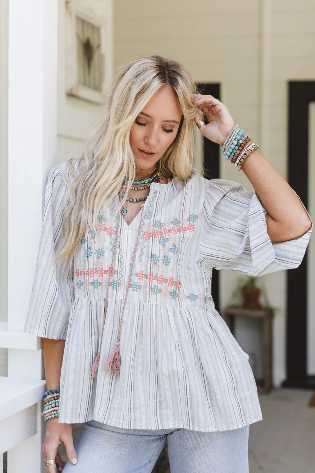 Sunny Shores Striped Top - Blue