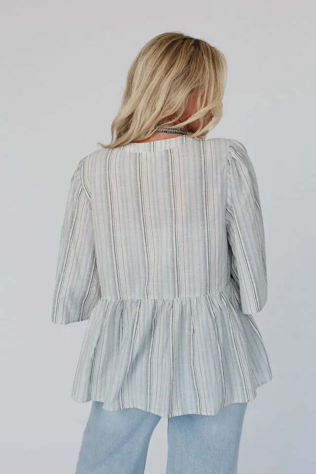 Sunny Shores Striped Top - Blue
