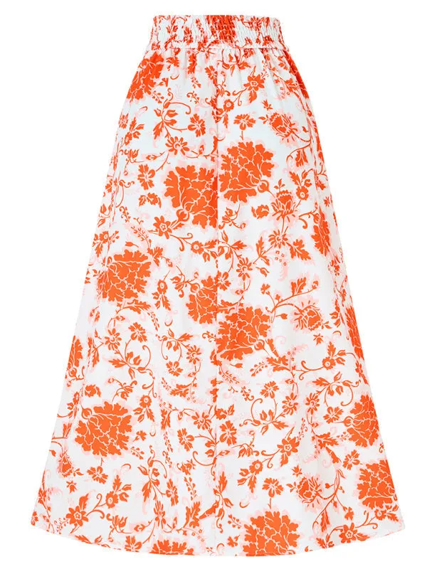 TEEK - Festive Floral Casual Waist Skirt
