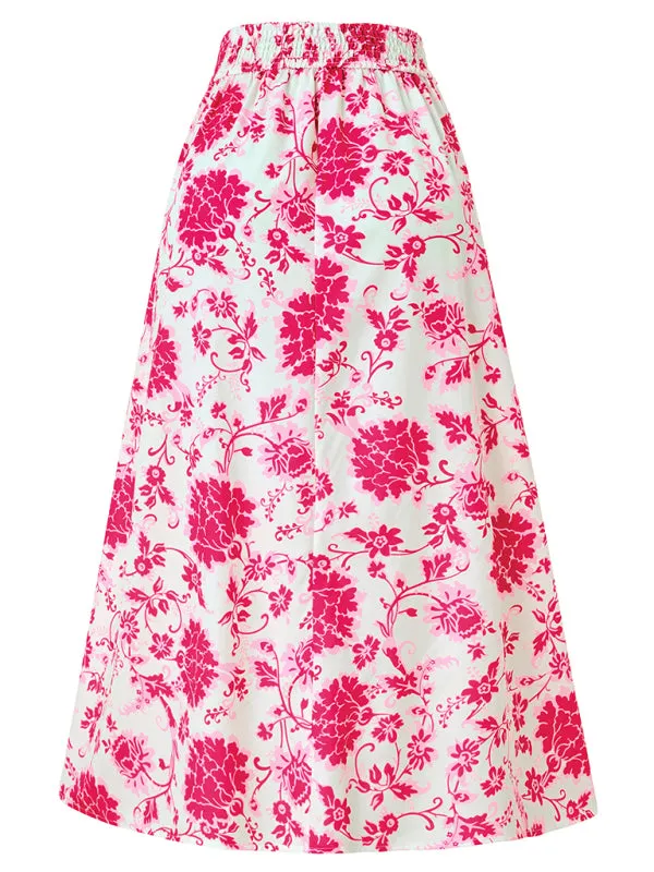 TEEK - Festive Floral Casual Waist Skirt