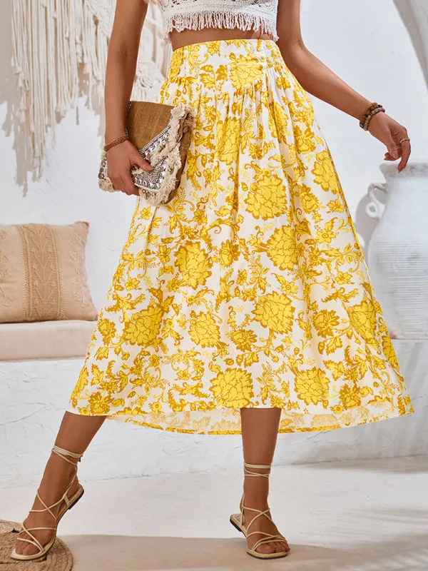 TEEK - Festive Floral Casual Waist Skirt