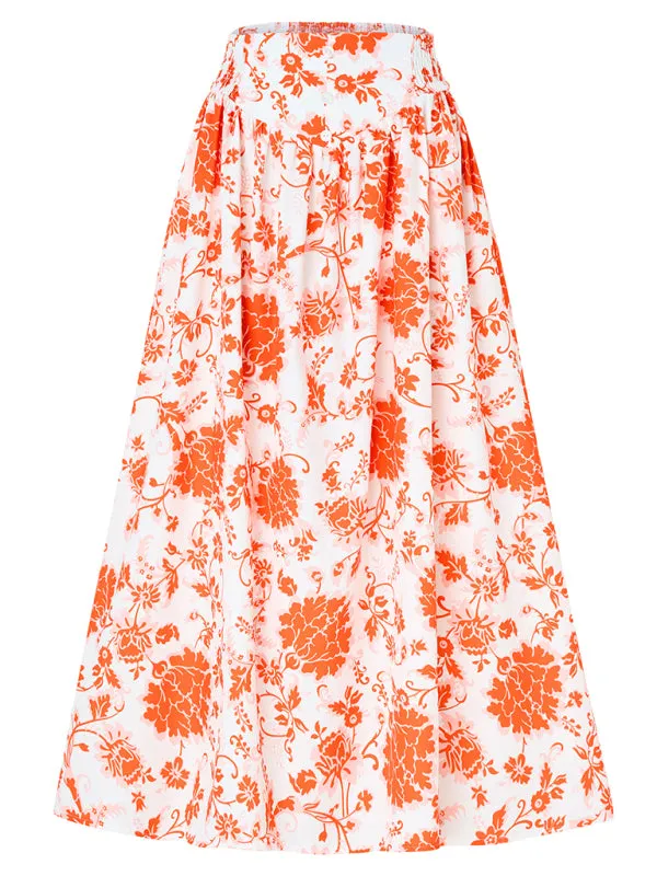 TEEK - Festive Floral Casual Waist Skirt