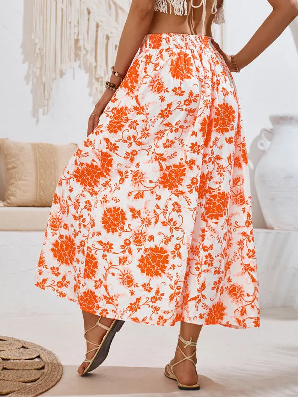 TEEK - Festive Floral Casual Waist Skirt