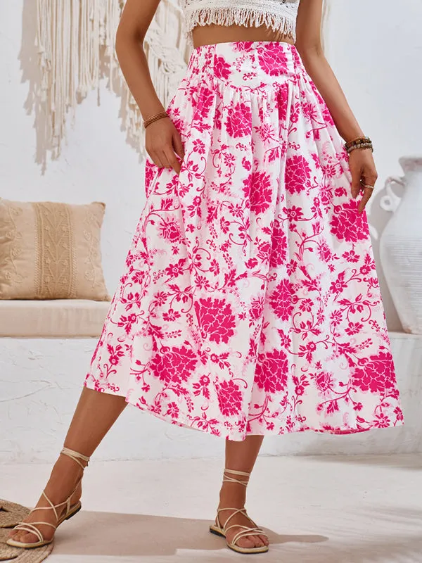 TEEK - Festive Floral Casual Waist Skirt