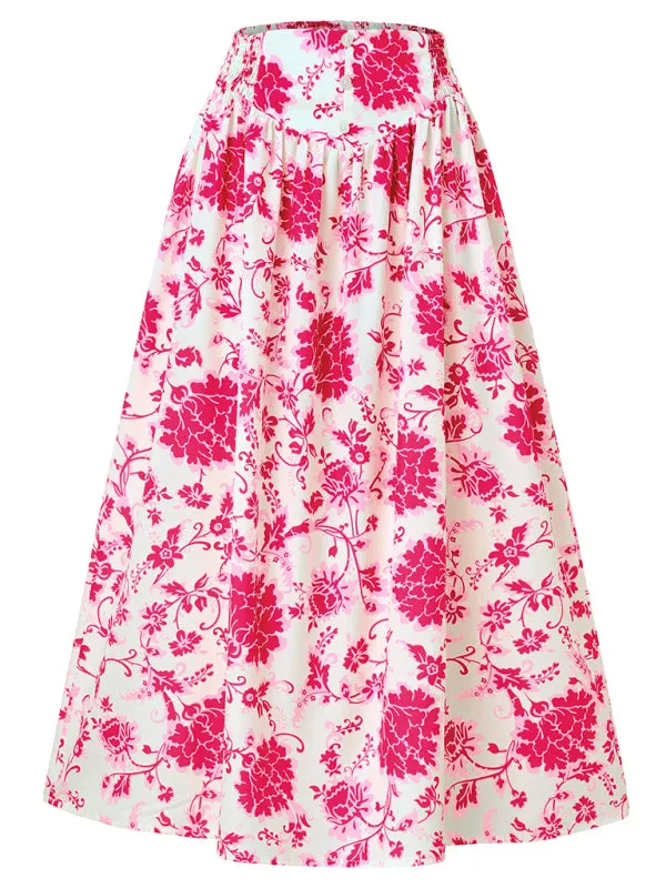 TEEK - Festive Floral Casual Waist Skirt