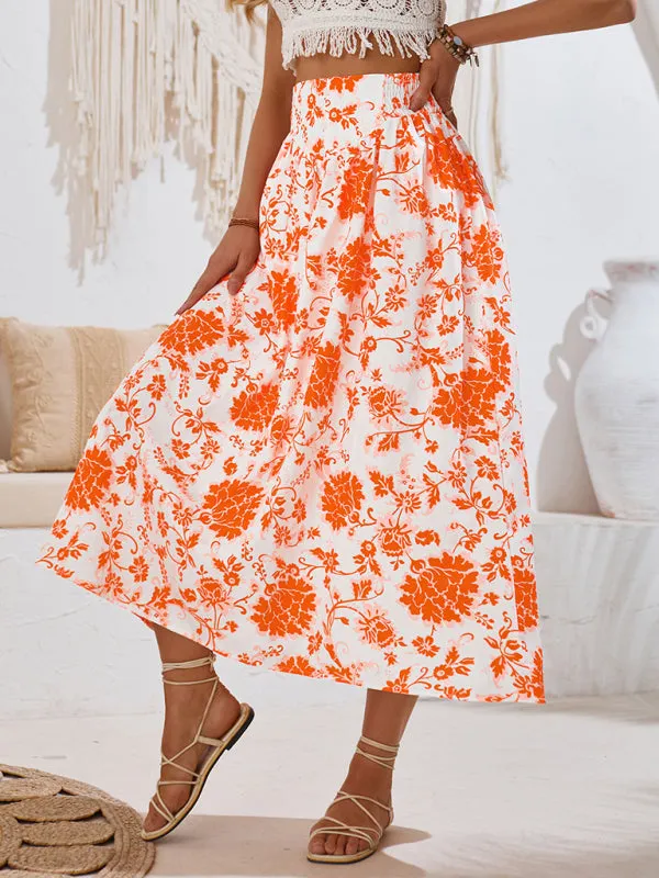 TEEK - Festive Floral Casual Waist Skirt