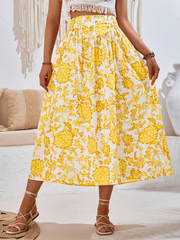 TEEK - Festive Floral Casual Waist Skirt
